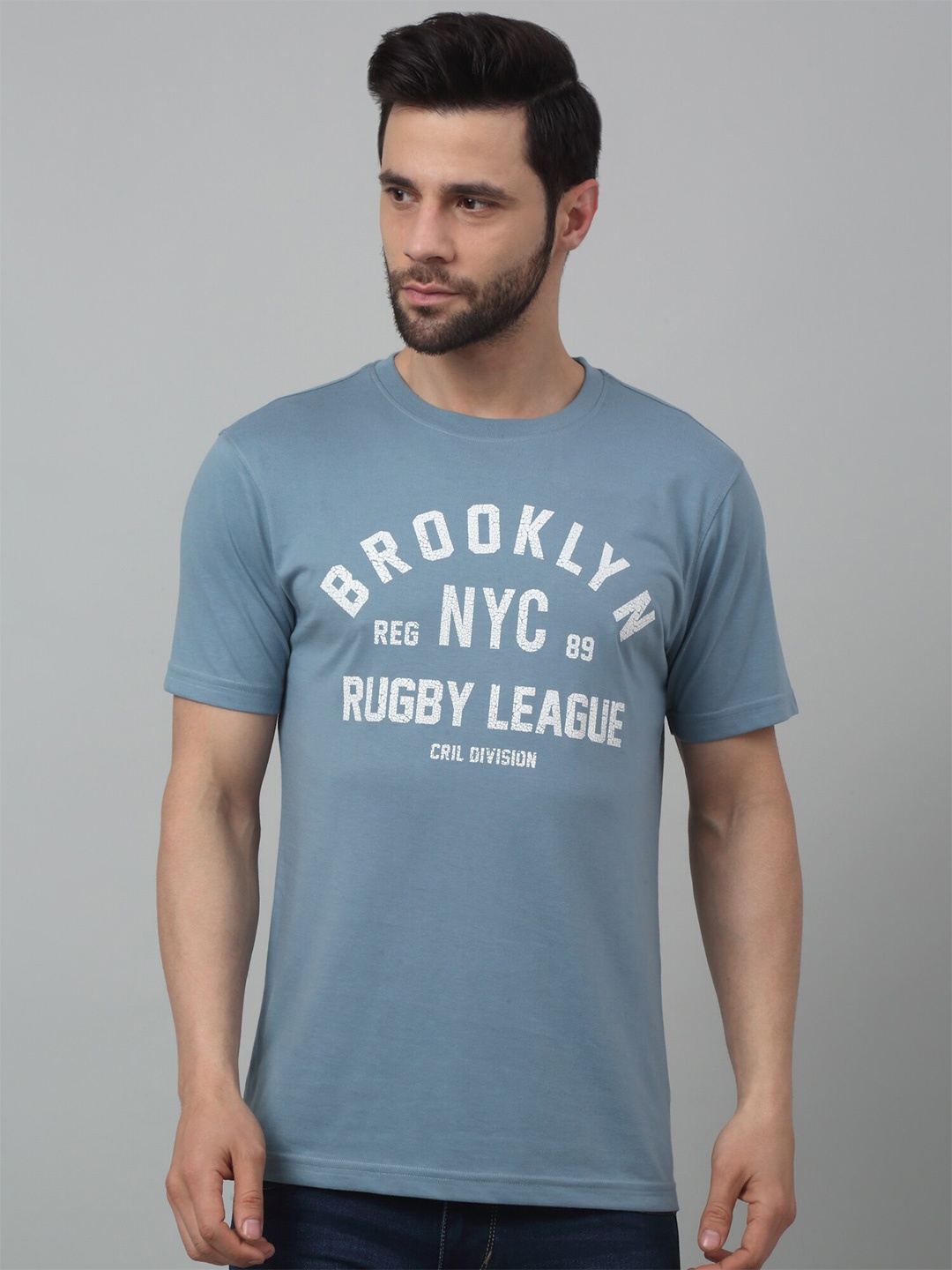 

Cantabil Typography Printed Round Neck Short Sleeves T-shirt, Teal