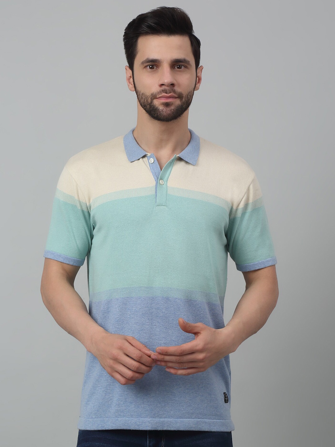 

Cantabil Dyed Polo Collar Short Sleeves Pure Cotton T-shirt, Blue