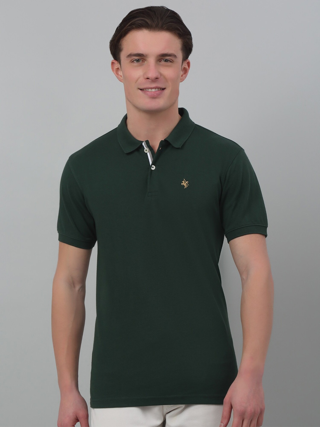 

Cantabil Polo Collar Half Sleeves Cotton T-Shirt, Green