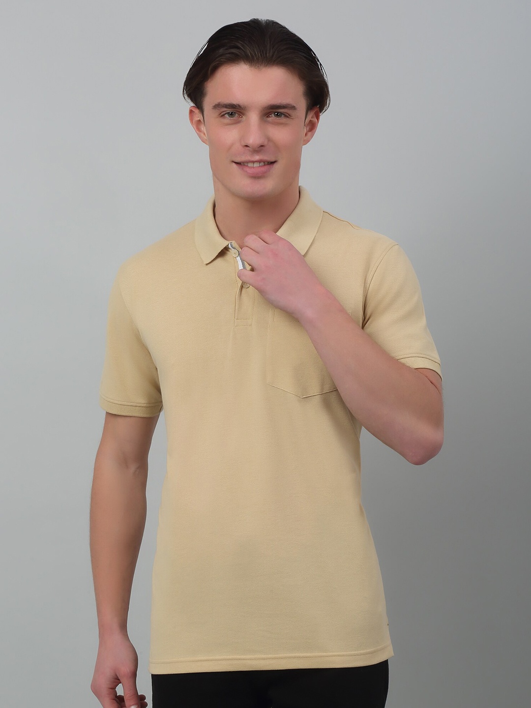 

Cantabil Polo Collar Half Sleeves Cotton T-Shirt, Beige