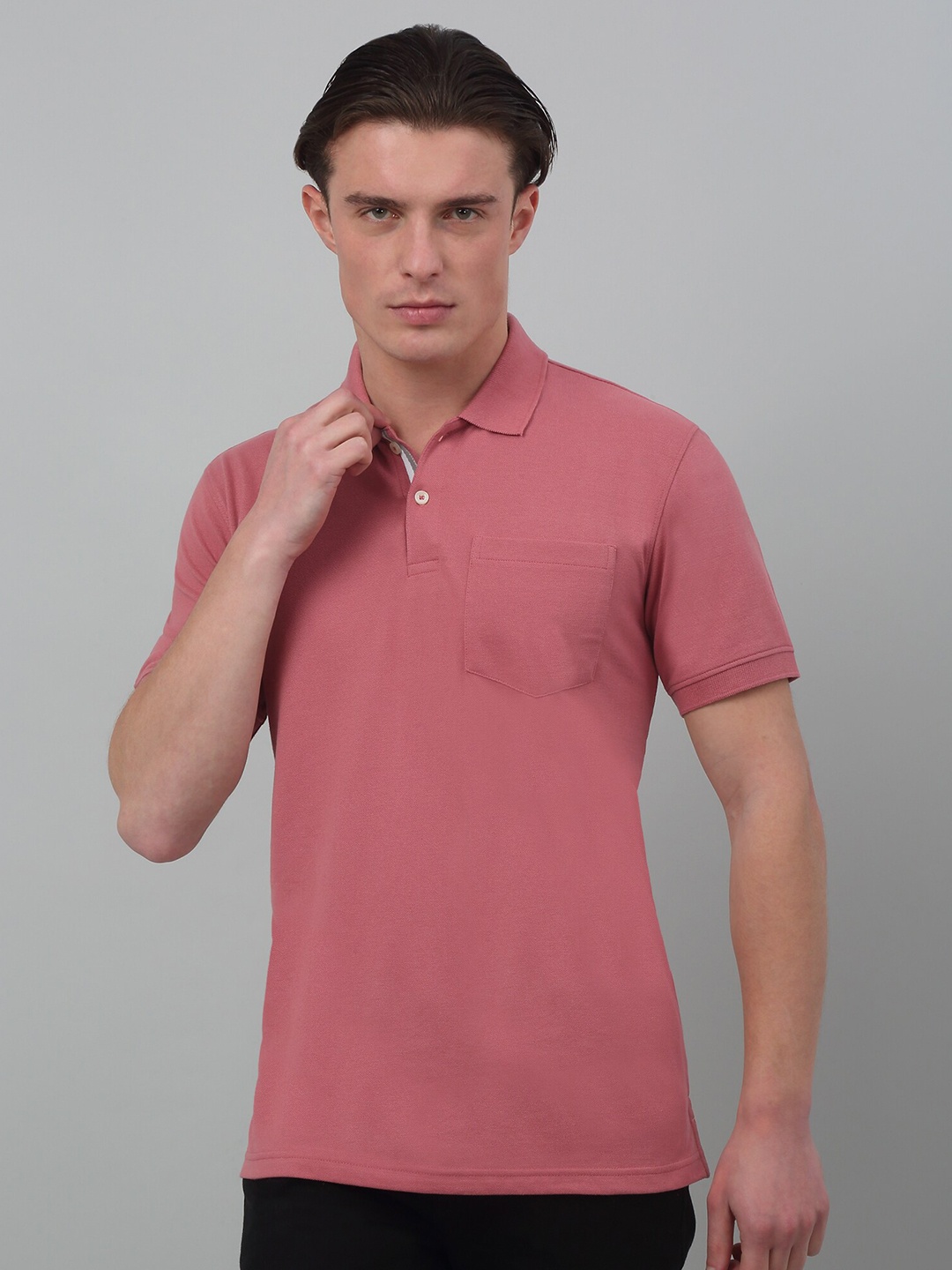 

Cantabil Polo Collar Half Sleeves Cotton T-Shirt, Pink