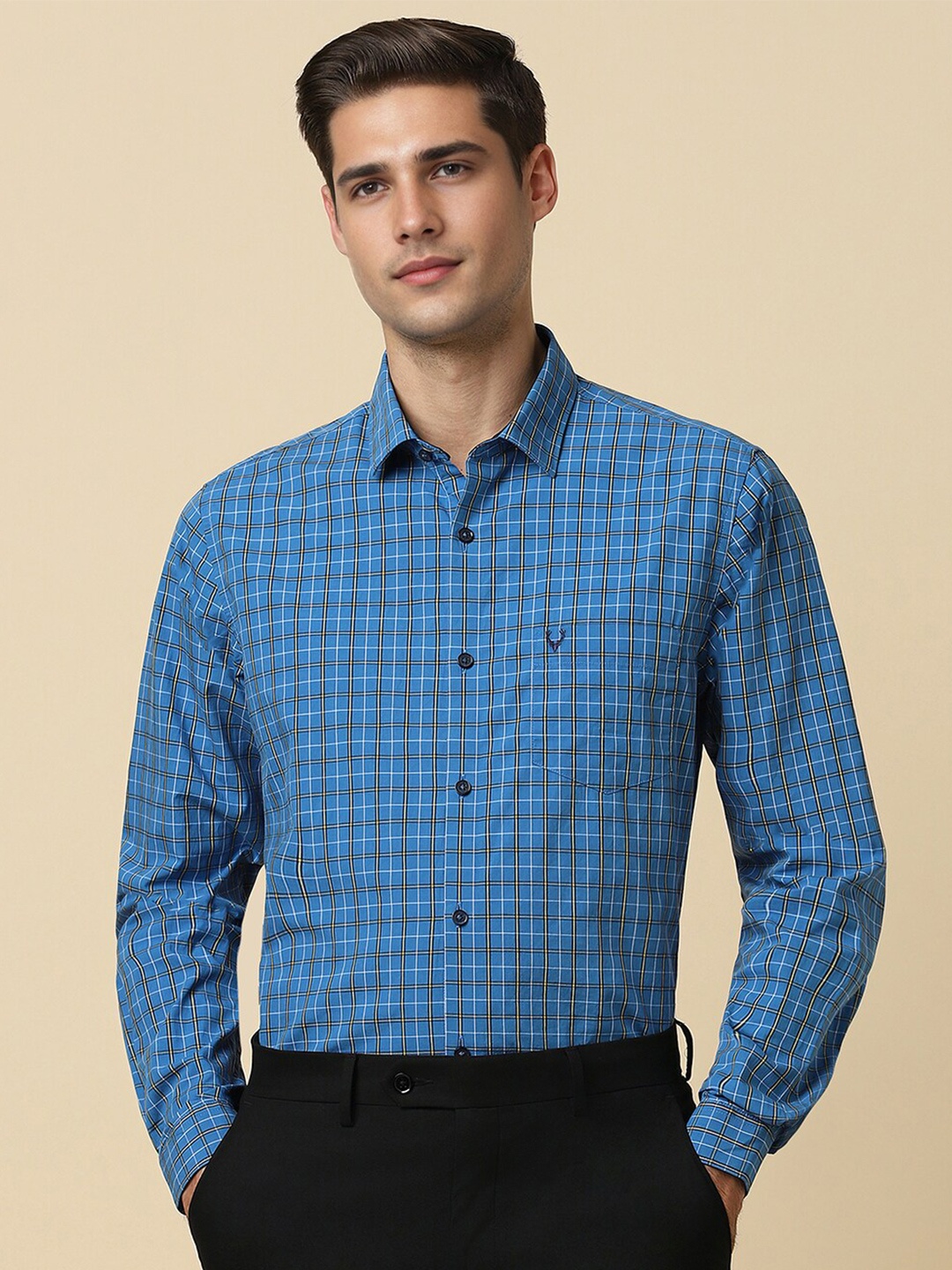 

Allen Solly Slim Fit Opaque Checked Formal Shirt, Blue