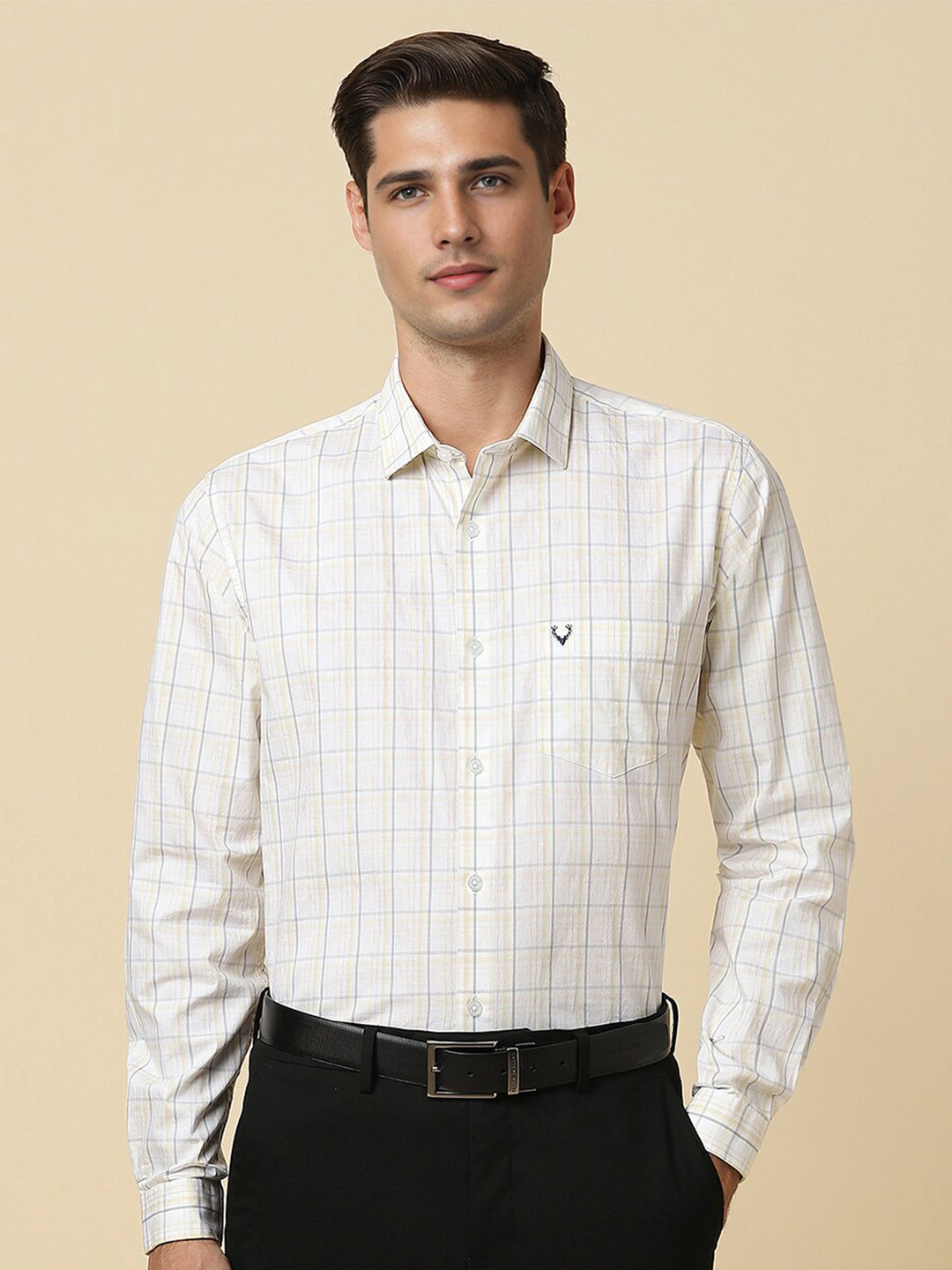 

Allen Solly Checked Printed Cotton Slim Fit Formal Shirt, White