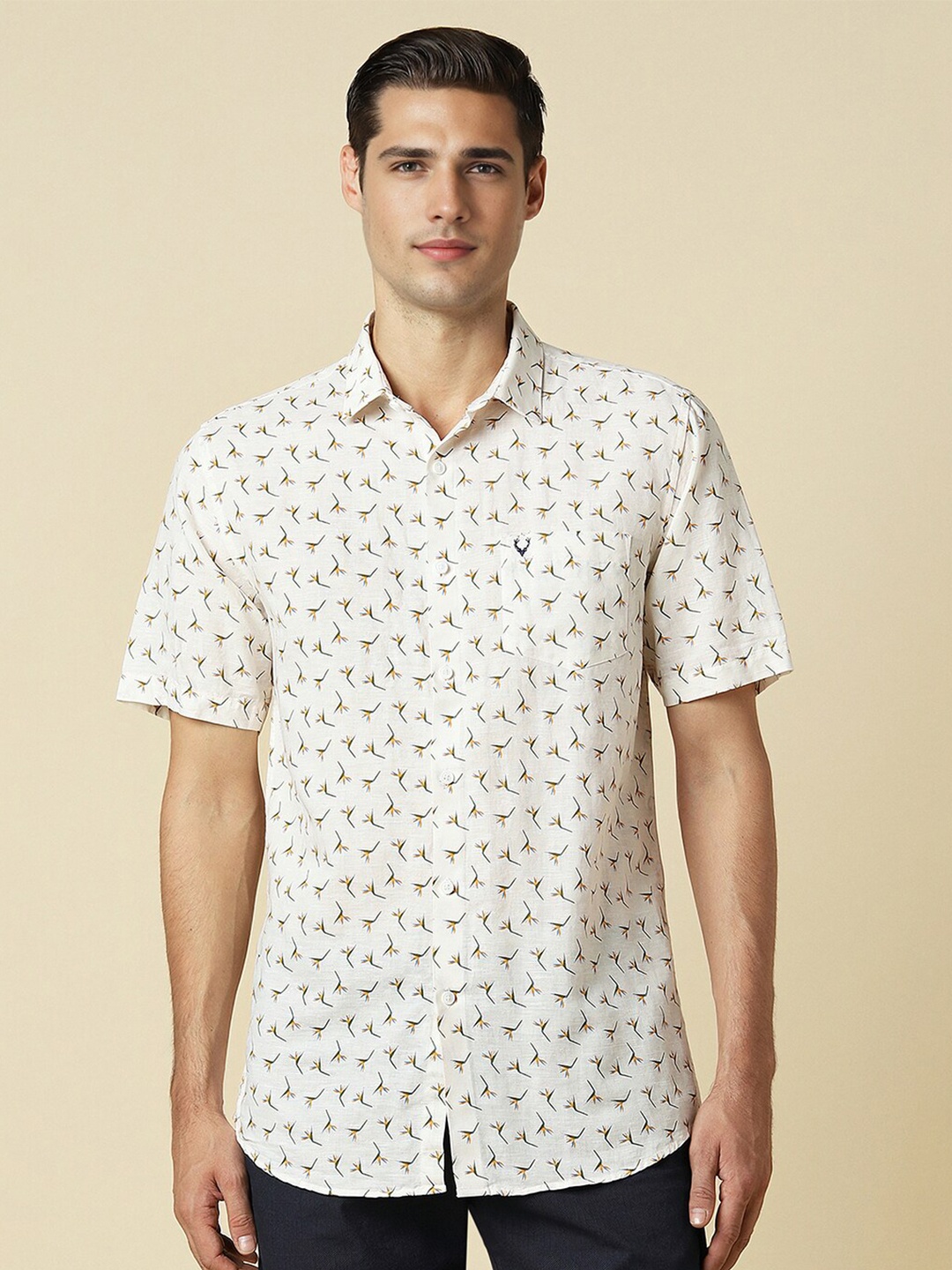 

Allen Solly Printed Spread Collar Casual Shirt, Cream