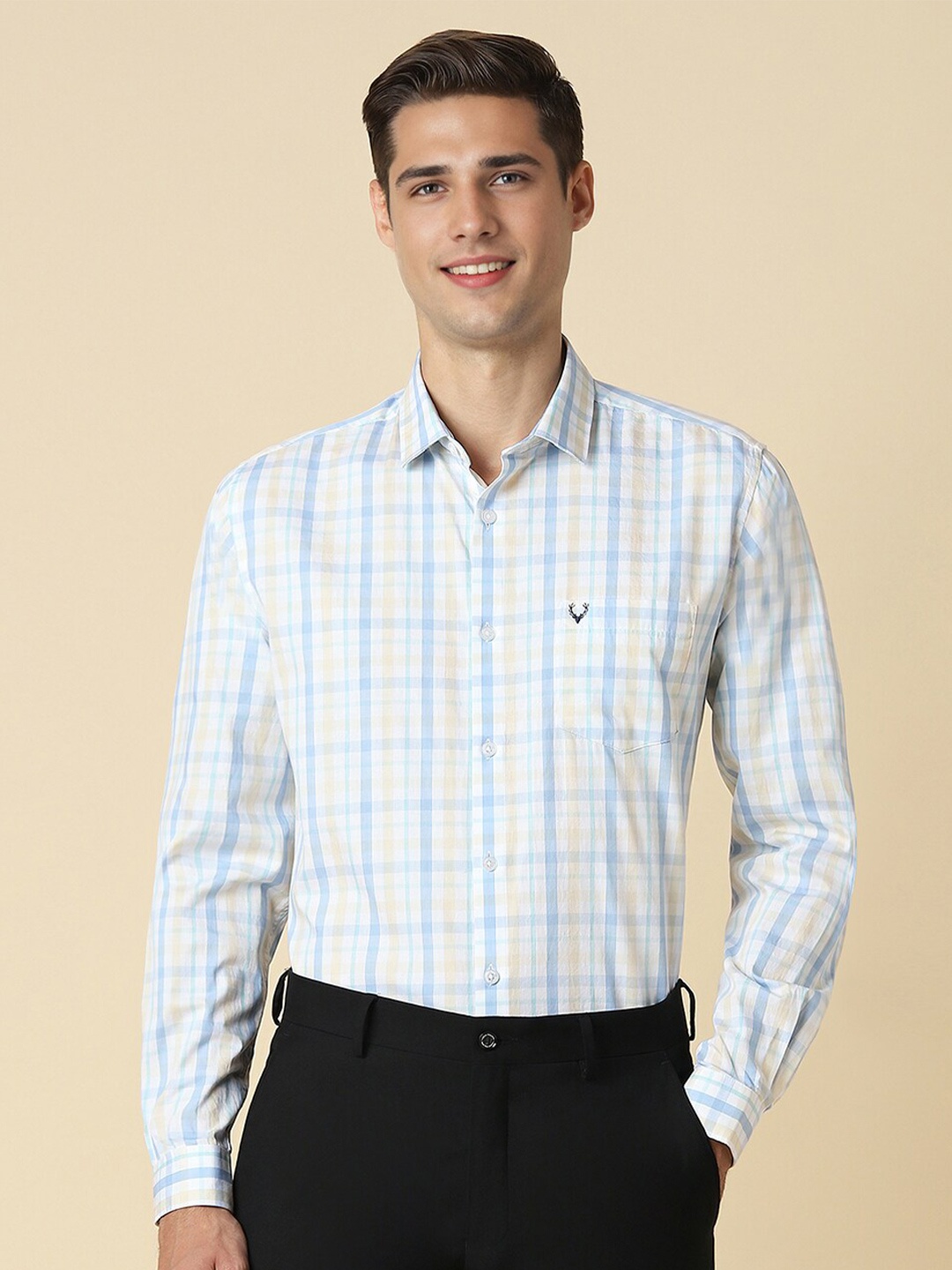 

Allen Solly Slim Fit Checked Cotton Formal Shirt, White
