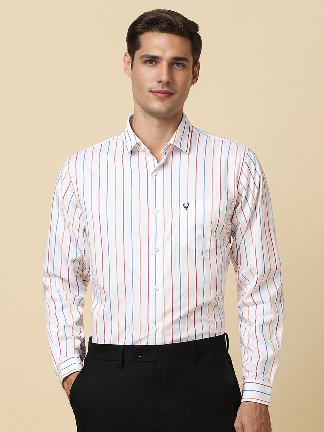 

Allen Solly Slim Fit Vertical Stripes Formal Shirt, White