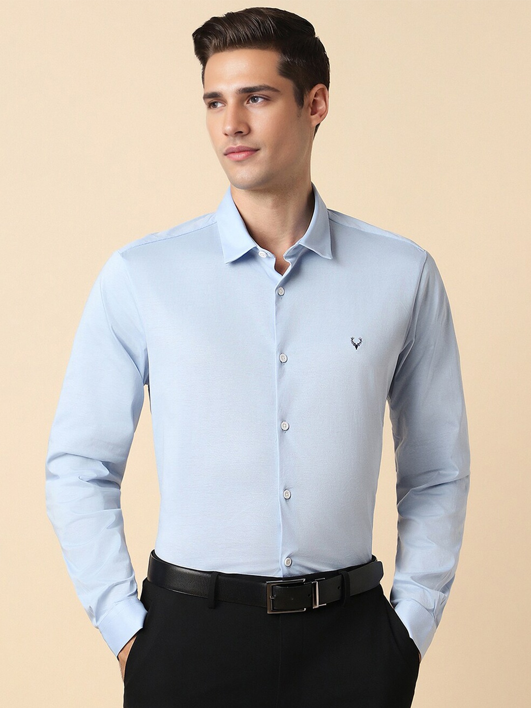 

Allen Solly Slim Fit Opaque Pure Cotton Formal Shirt, Blue
