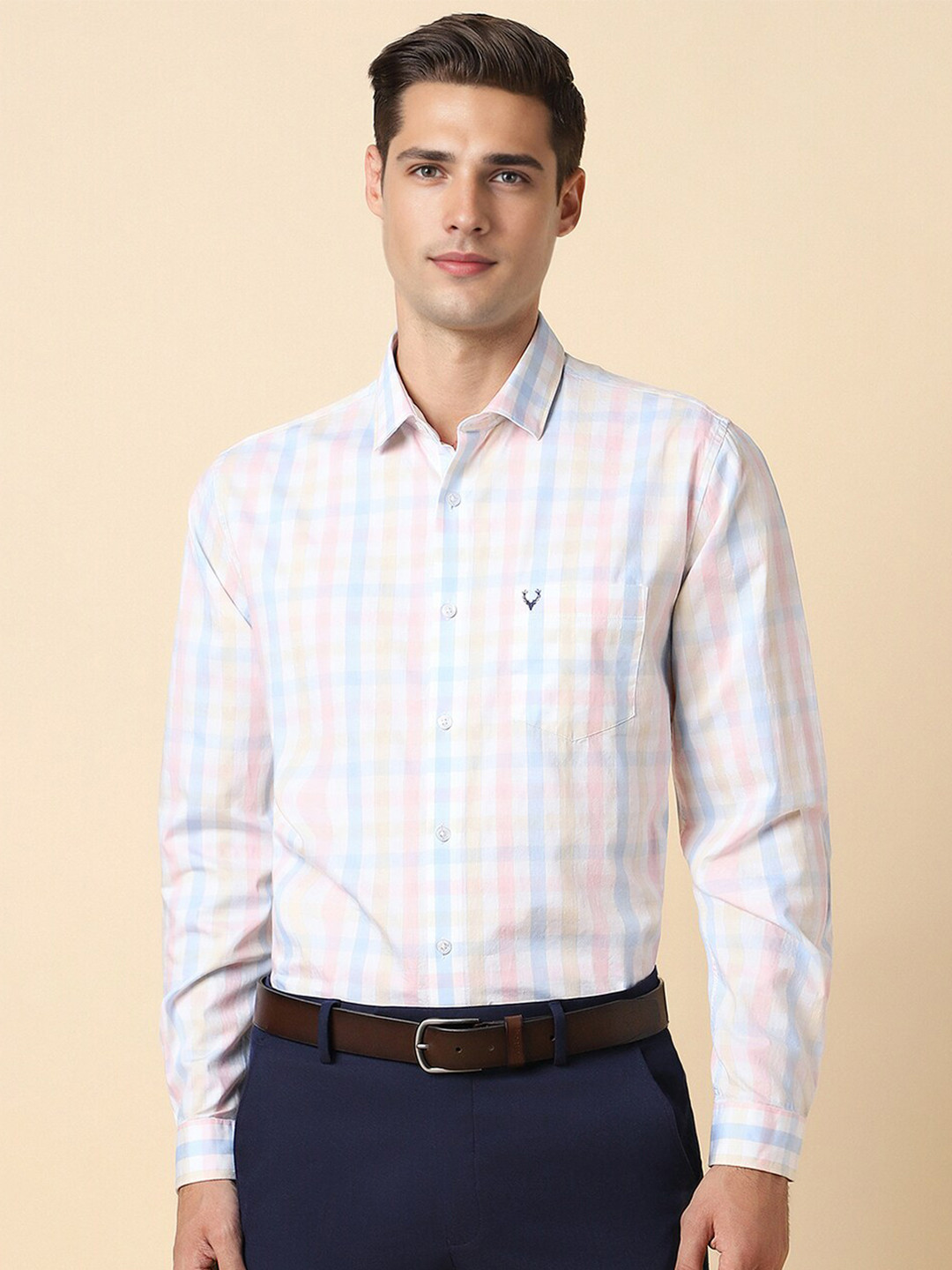 

Allen Solly Checked Printed Cotton Slim Fit Formal Shirt, White