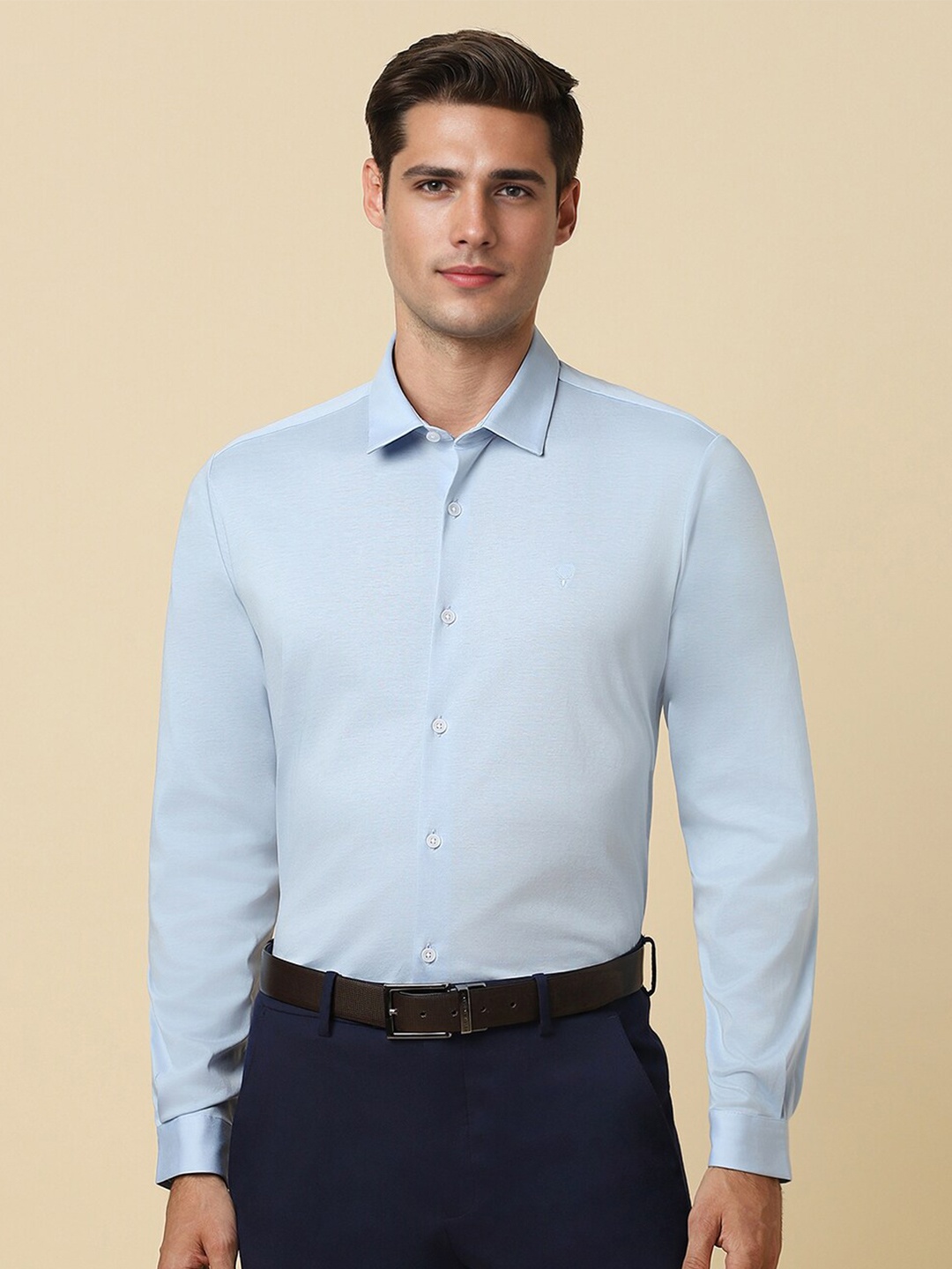 

Allen Solly Slim Fit Spread Collar Long Sleeves Cotton Formal Shirt, Blue