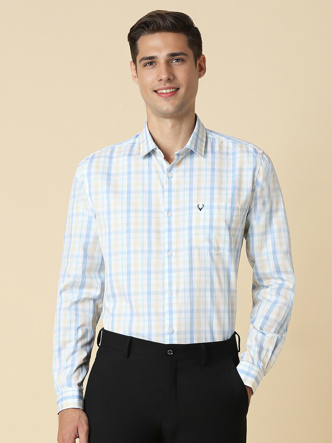 

Allen Solly Checked Printed Cotton Slim Fit Formal Shirt, White