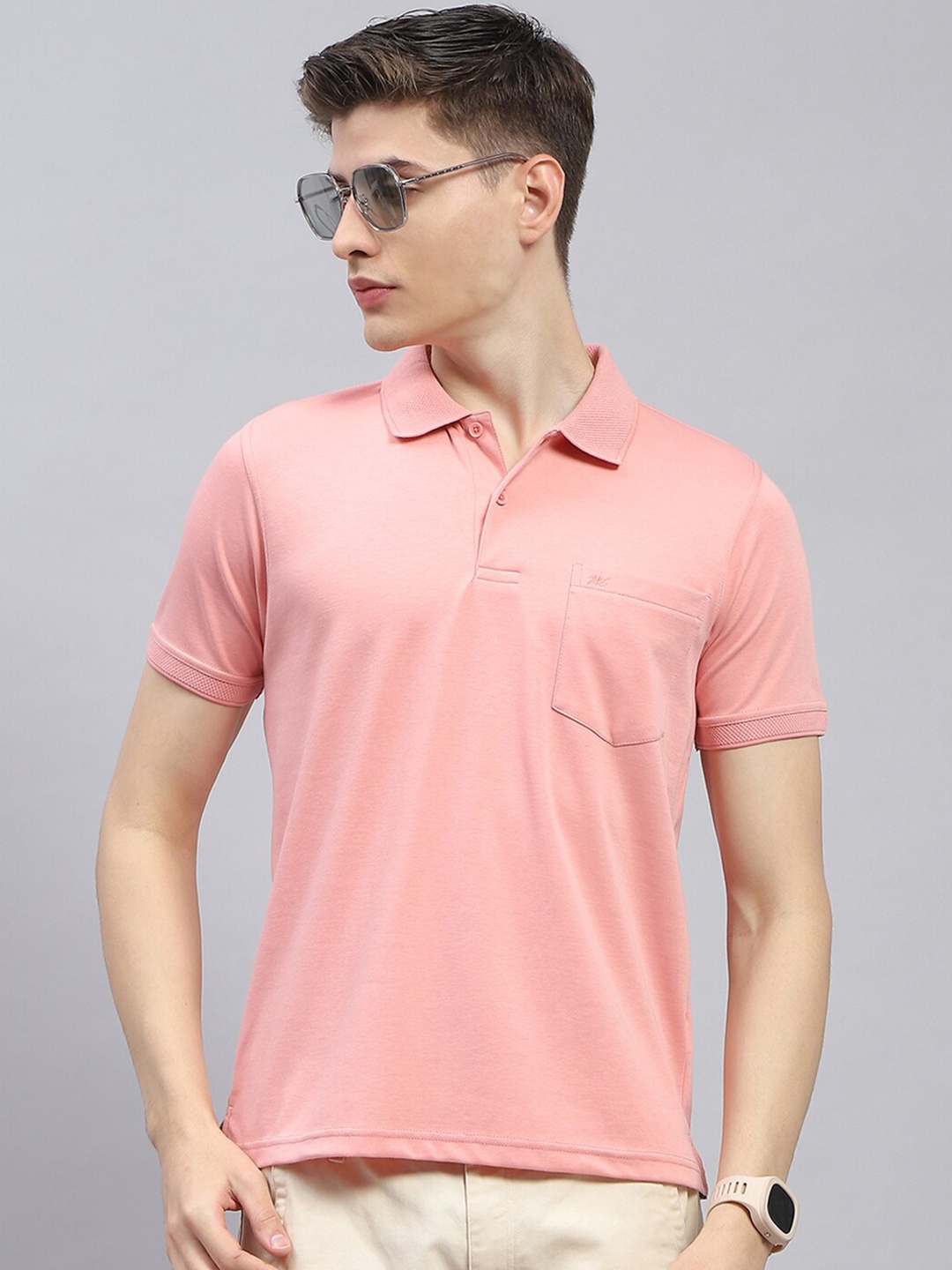 

Monte Carlo Polo Collar Short Sleeves T-shirt, Pink