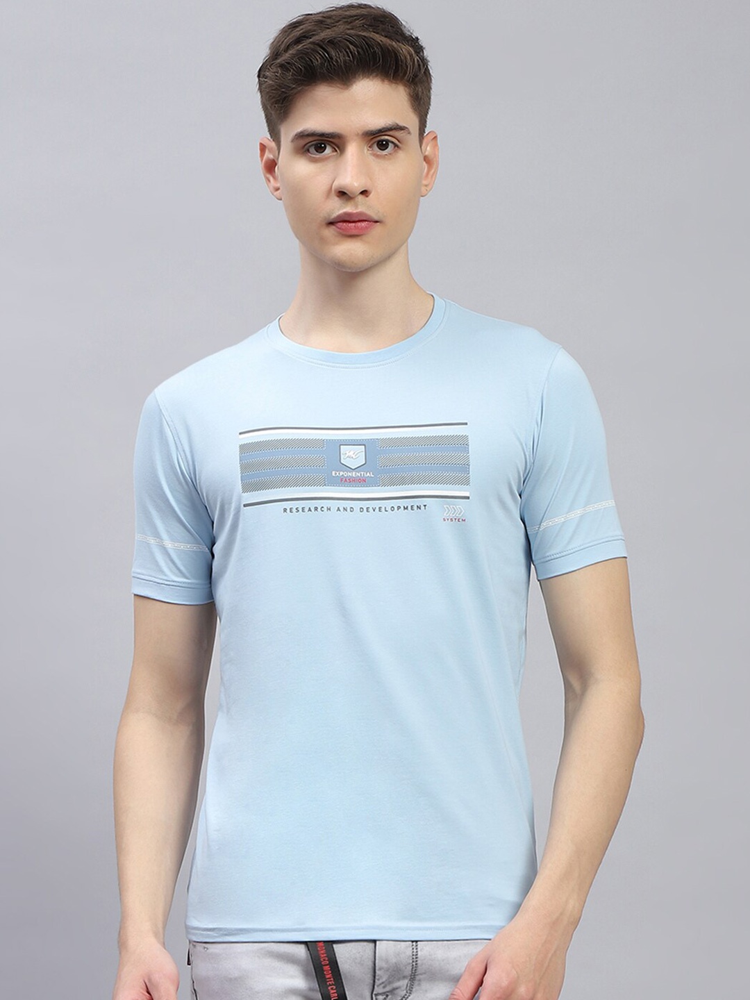 

Monte Carlo Typography Printed Round Neck Cotton Regular Fit T-shirt, Blue