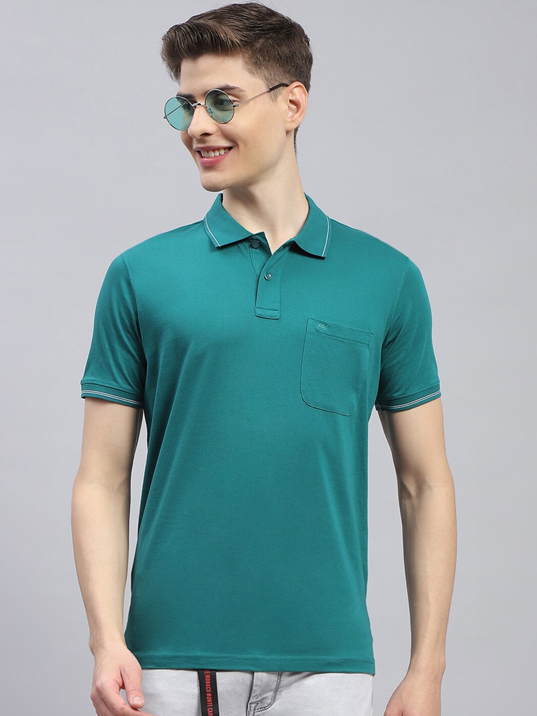 

Monte Carlo Polo Collar Cotton Regular Fit T-shirt, Teal