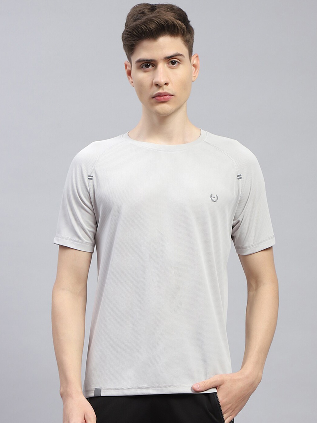 

Monte Carlo Round Neck Cotton Short Sleeves Regular Fit T-shirt, Grey