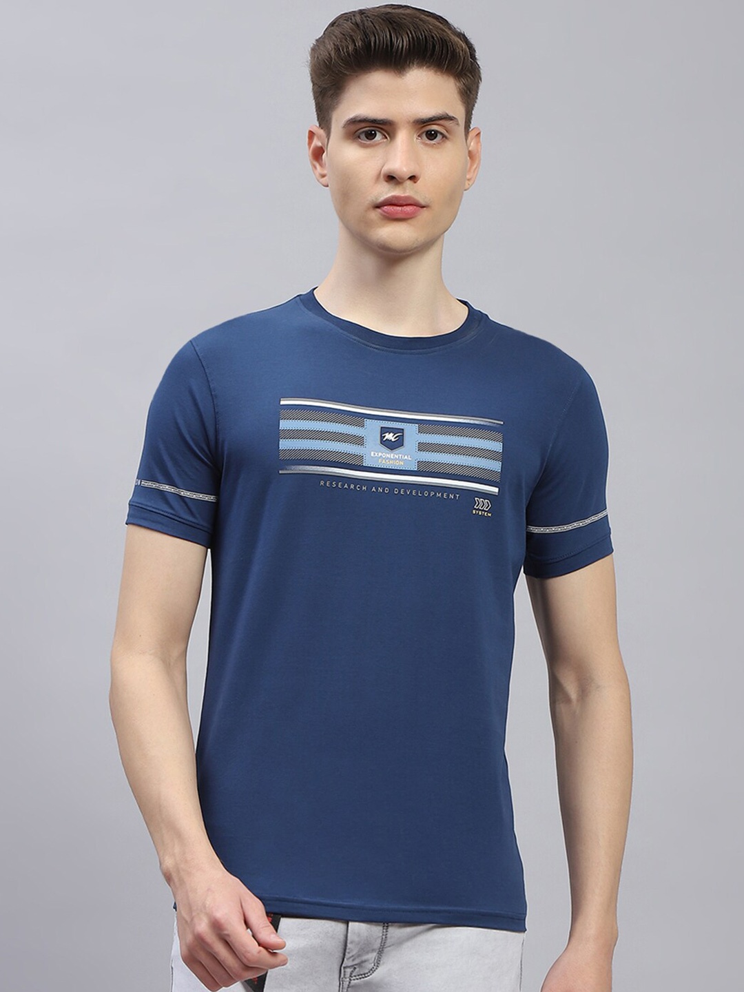 

Monte Carlo Typography Printed Round Neck Cotton Regular Fit T-shirt, Navy blue