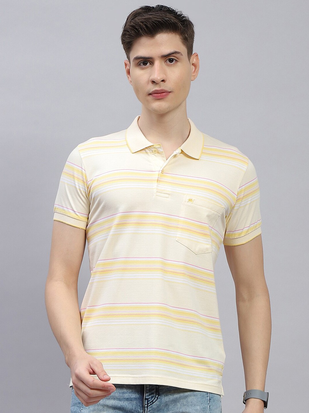 

Monte Carlo Polo collar Striped T-shirt, Yellow