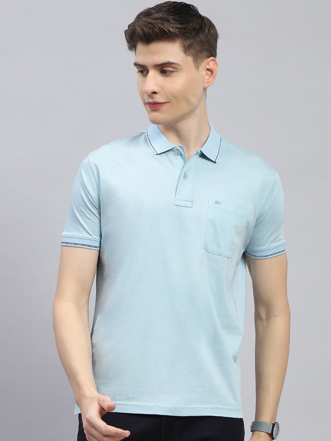 

Monte Carlo Polo Collar Cotton Regular Fit T-shirt, Blue
