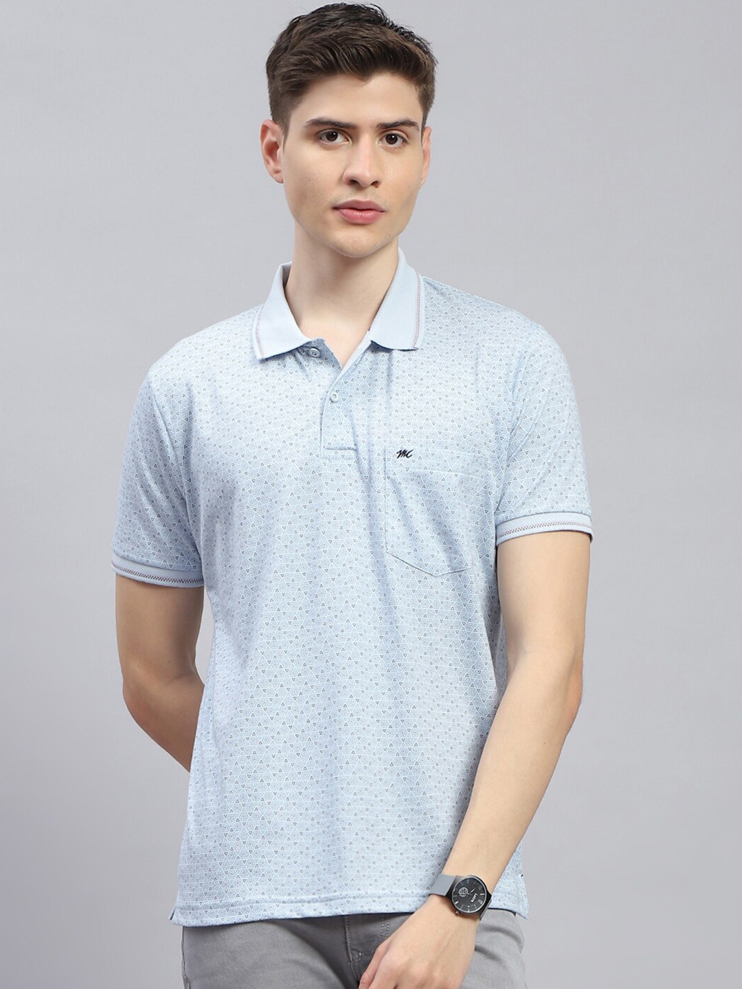 

Monte Carlo Geometric Printed T-shirt, Blue