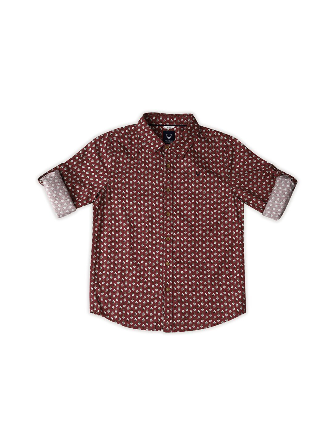 

Allen Solly Junior Boys Slim Fit Floral Printed Spread Collar Roll-Up Sleeves Casual Shirt, Maroon