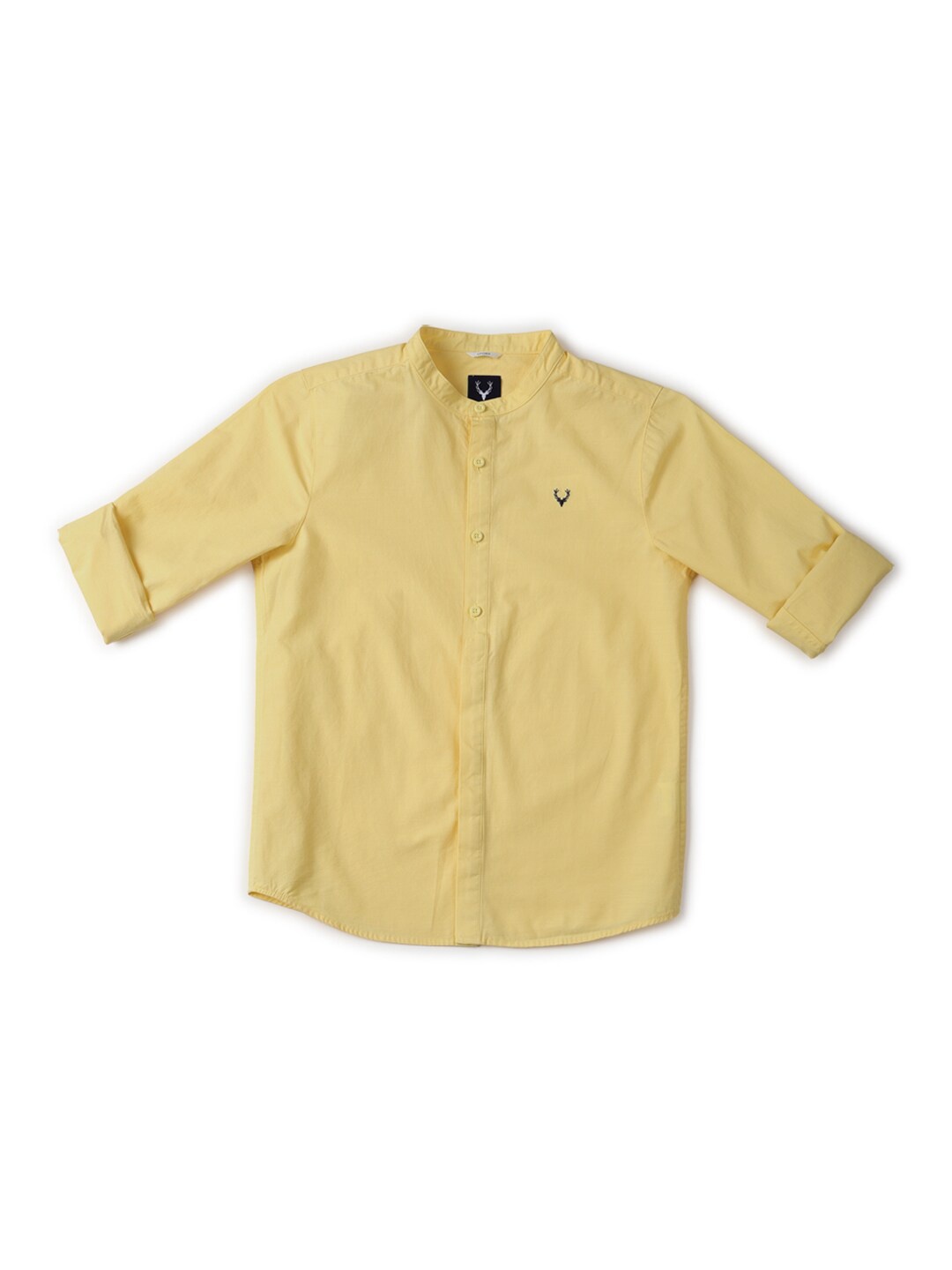 

Allen Solly Junior Boys Slim Fit Mandarin Collar Cotton Casual Shirt, Yellow