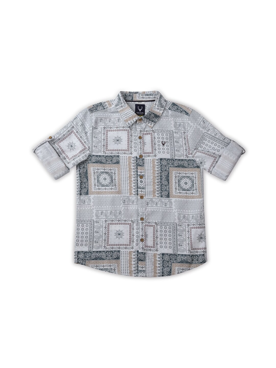 

Allen Solly Junior Boys Slim Fit Ethnic Motifs Printed Cotton Casual Shirt, Grey