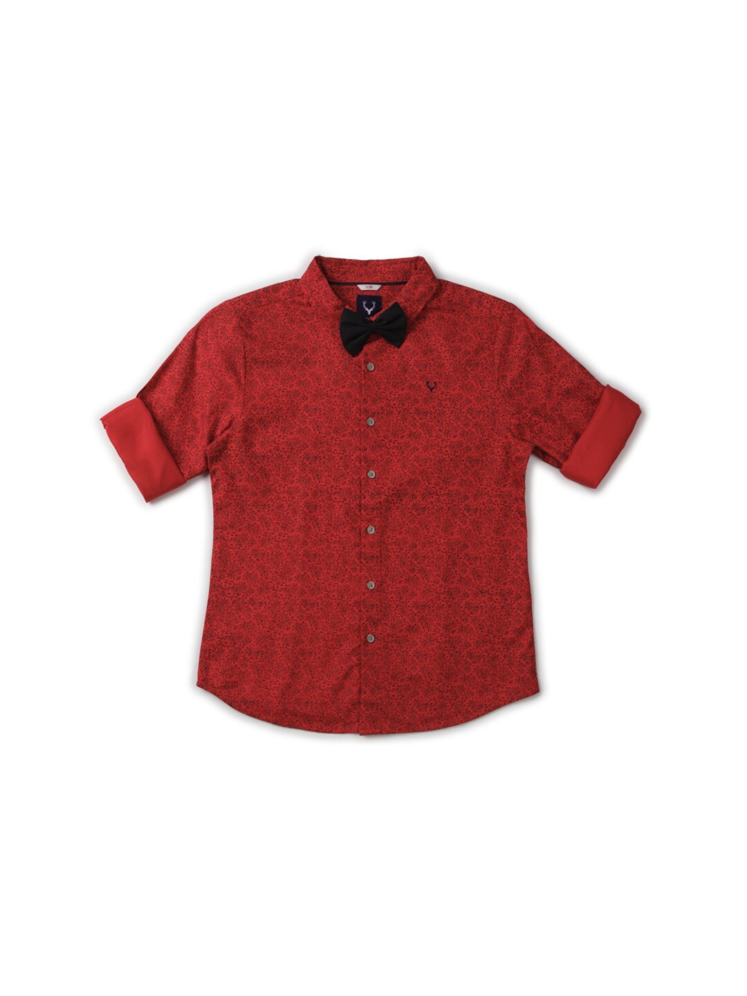

Allen Solly Junior Boys Slim Fit Floral Printed Spread Collar Cotton Shirt, Red