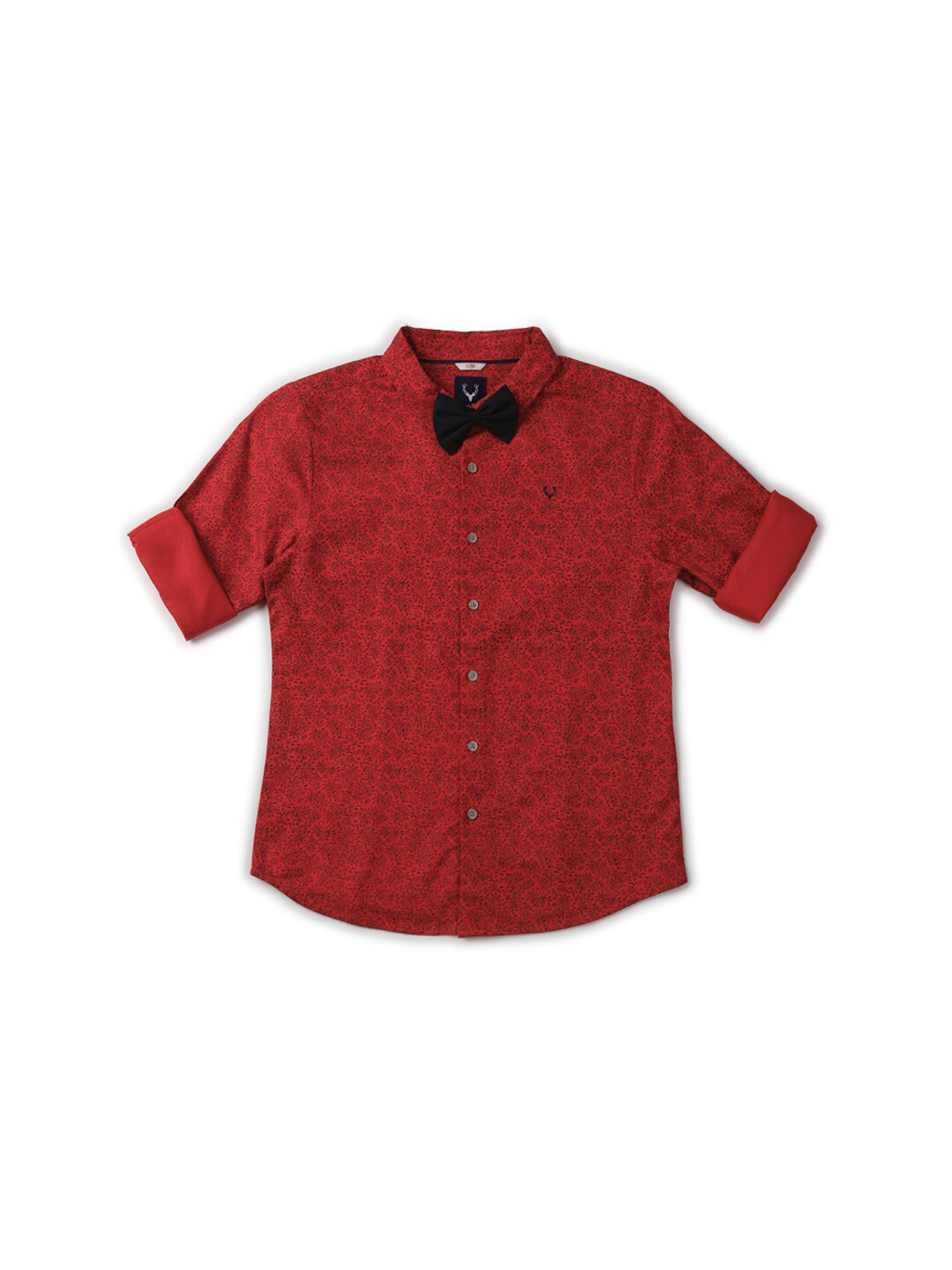 

Allen Solly Junior Boys Slim Fit Floral Printed Spread Collar Roll-Up Sleeves Party Shirt, Red