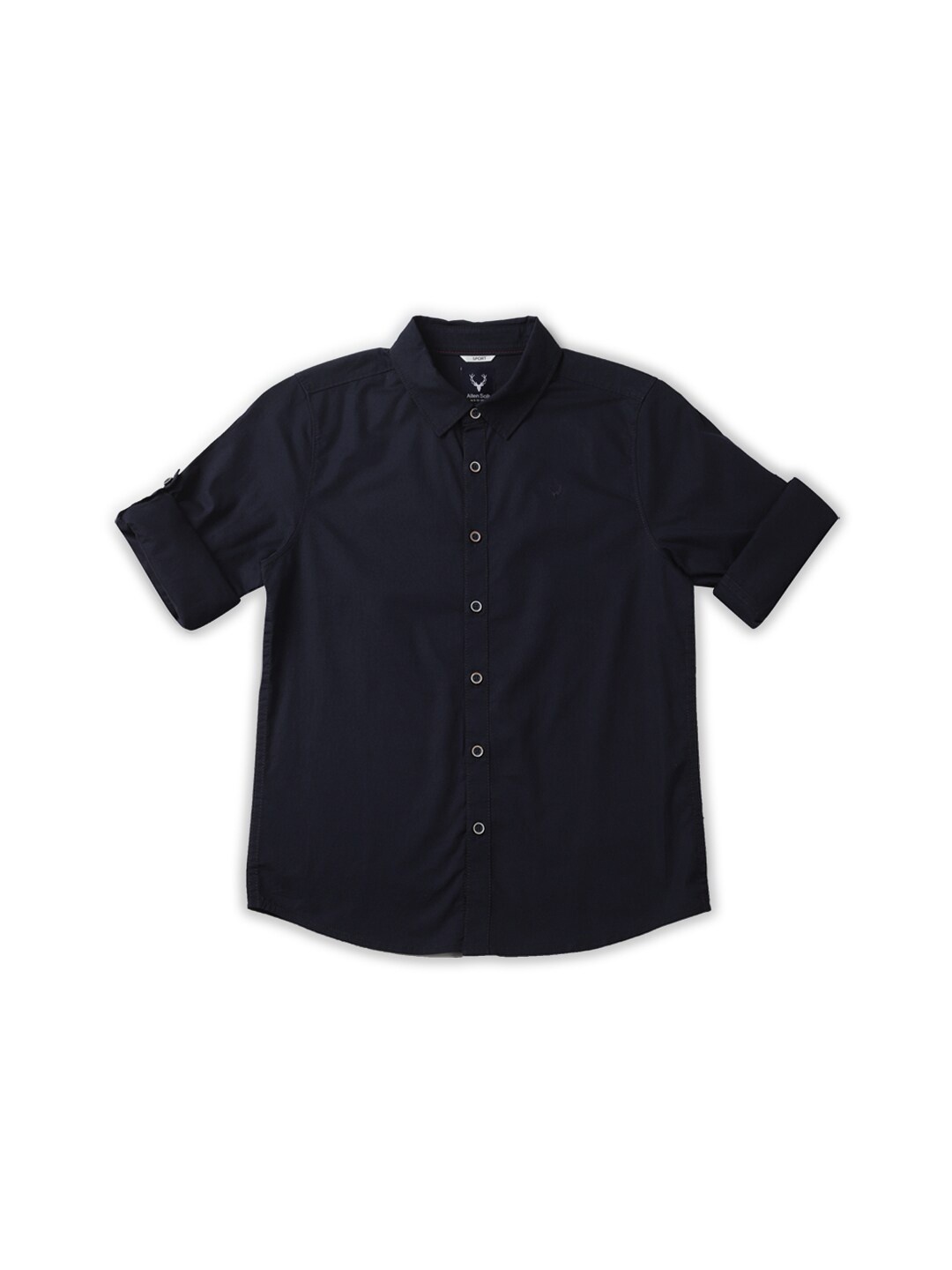 

Allen Solly Junior Boys Slim Fit Spread Collar Cotton Casual Shirt, Navy blue