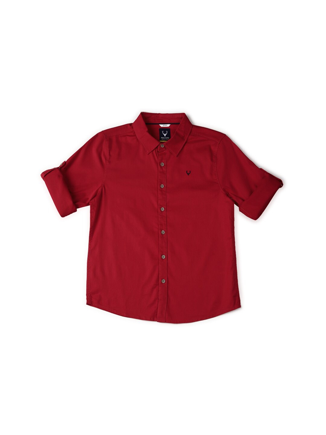 

Allen Solly Junior Boys Slim Fit Spread Collar Cotton Casual Shirt, Red