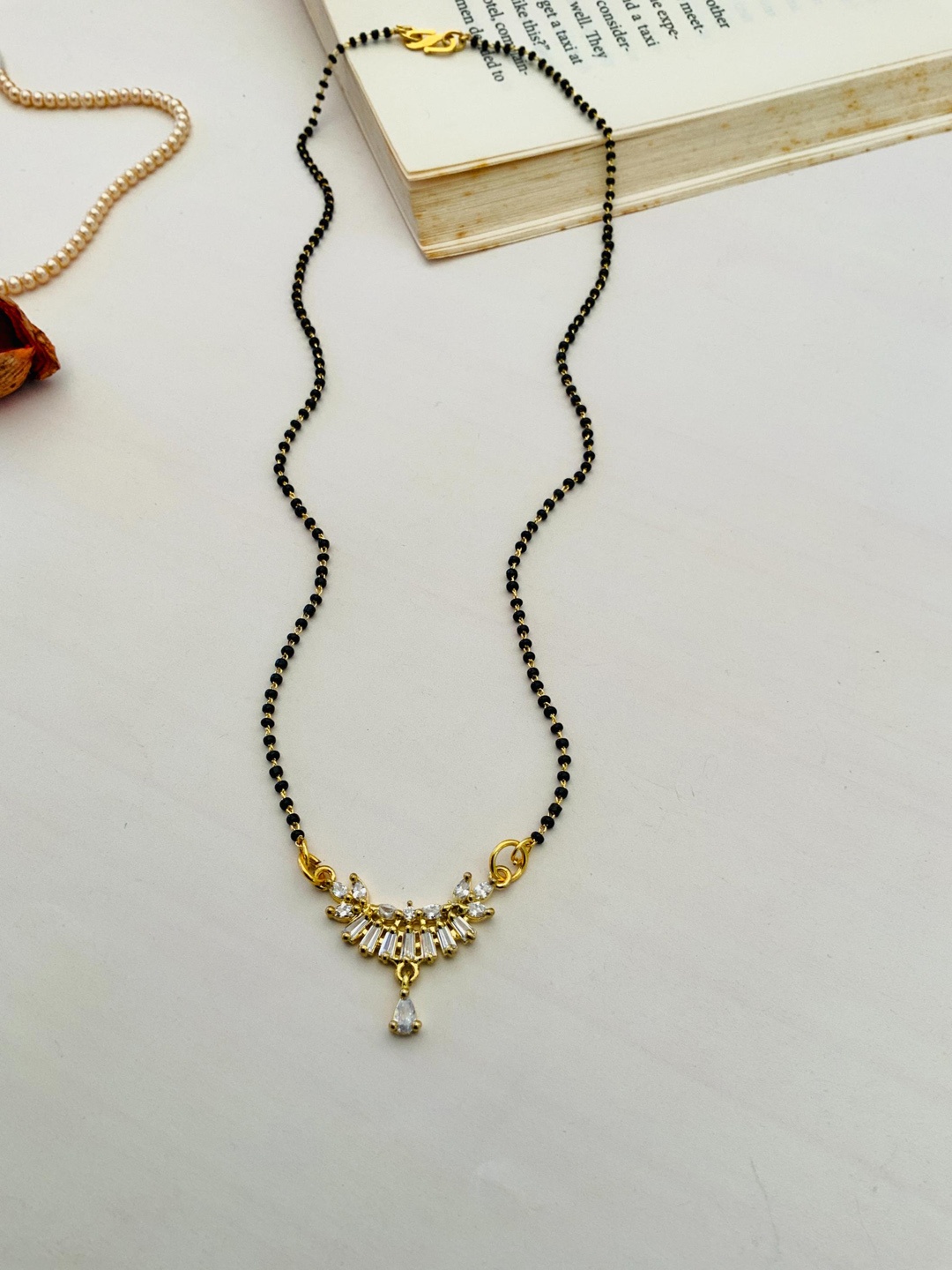 

ABDESIGNS Gold-Plated AD-Studded & Beaded Mangalsutra