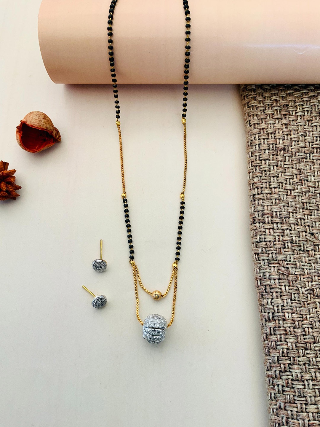 

ABDESIGNS Gold-Plated Beaded Mangalsutra