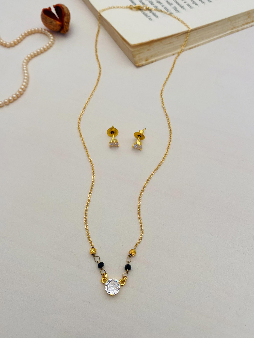 

ABDESIGNS Gold-Plated Artificial Stones and Beads Mangalsutra