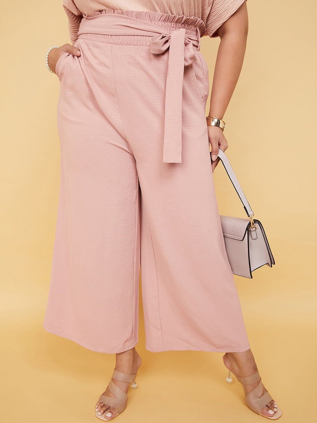 

max Plus Size Women Mid Rise Culottes Trouser, Pink