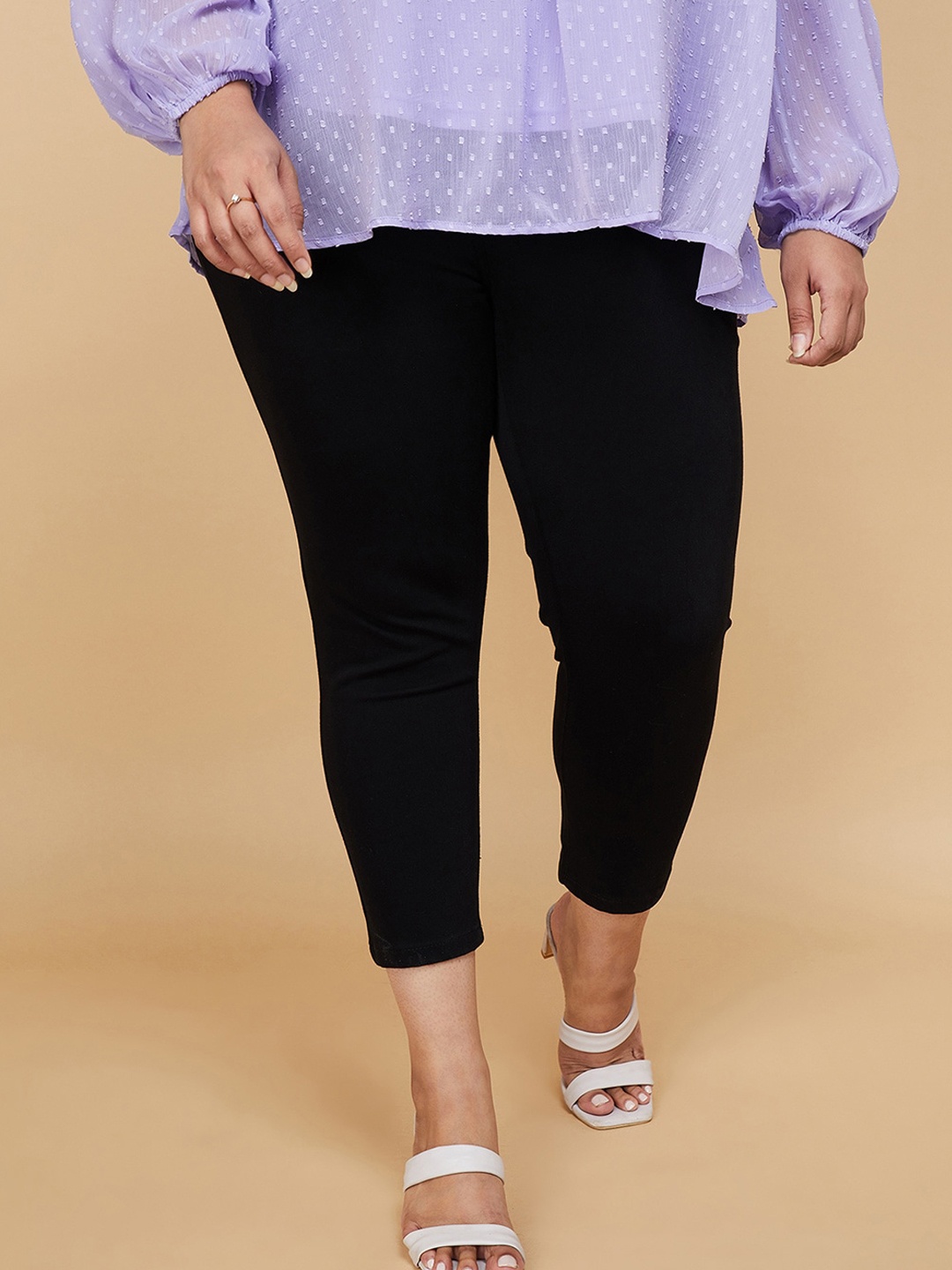 

max Plus Size Women Cotton Treggings, Black