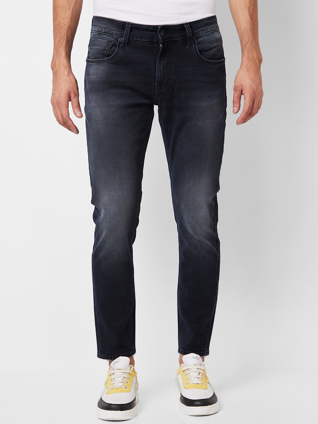 

SPYKAR Men Mid Rise Slim Fit Heavy Fade Cotton Jeans, Black