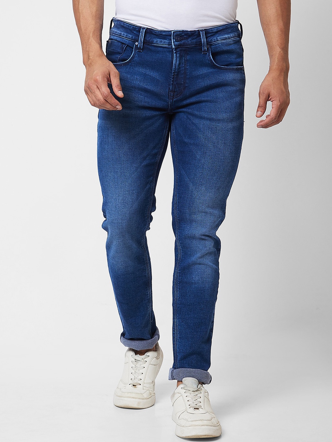 

SPYKAR Men Skinny Fit Low-Rise Heavy Fade Stretchable Jeans, Blue