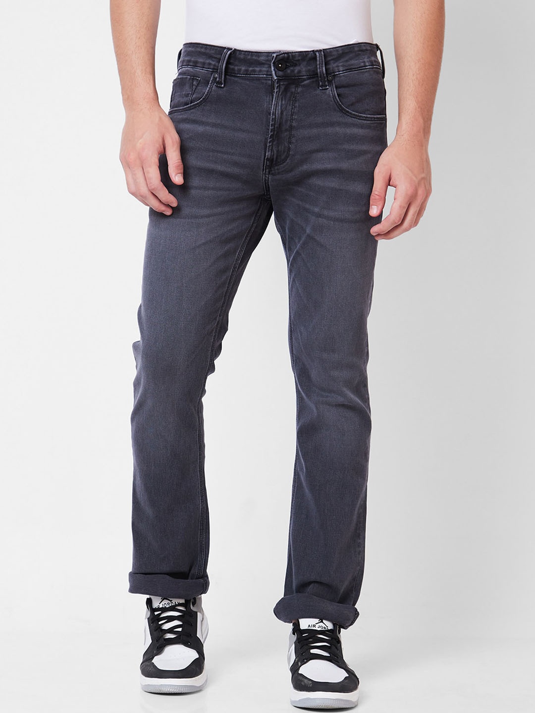 

SPYKAR Men Light Fade Stretchable Cotton Jeans, Grey