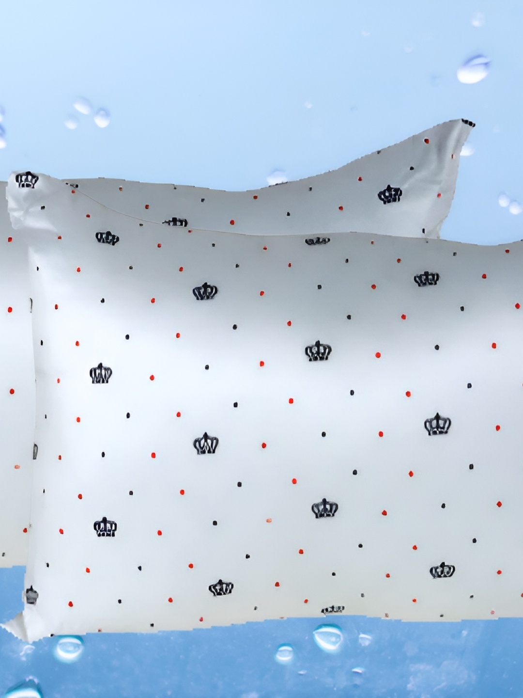 

JDX Blue & Black 2 Pieces Polka Dot Printed Ultra Soft Sleep Pillows, White