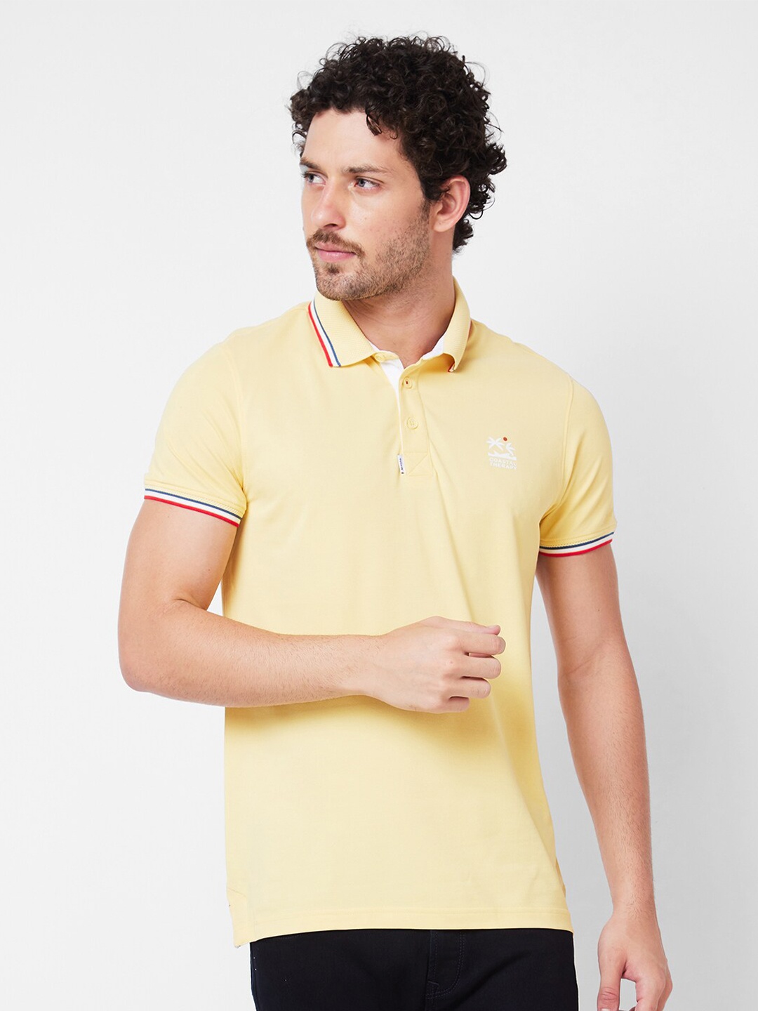 

SPYKAR Polo Collar Cotton Slim Fit T-shirt, Yellow