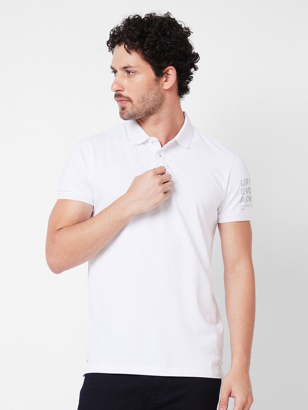 

SPYKAR Polo Collar Cotton Slim Fit T-shirt, White