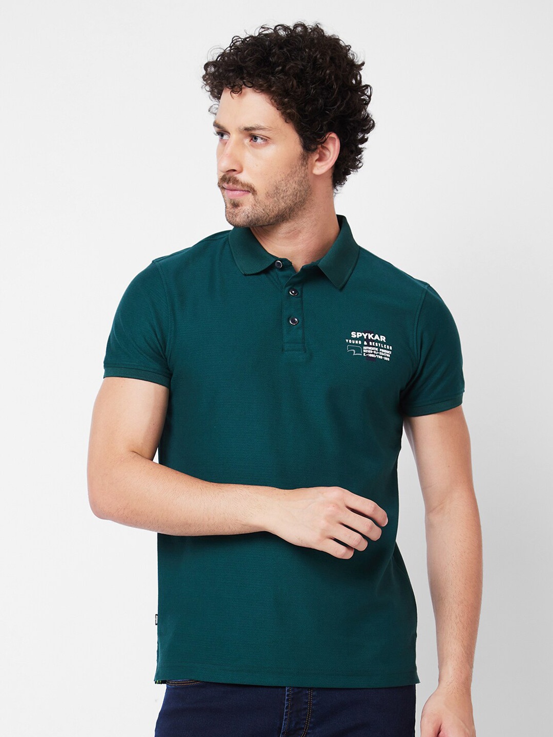 

SPYKAR Polo Collar Cotton Slim Fit T-shirt, Green