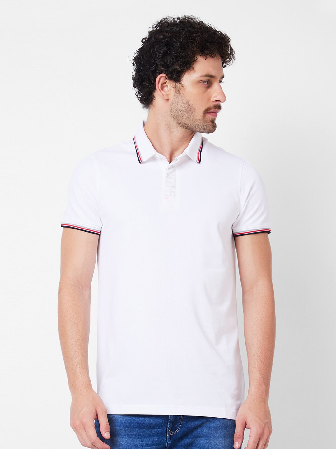 

SPYKAR Polo Collar Cotton Slim Fit T-shirt, White