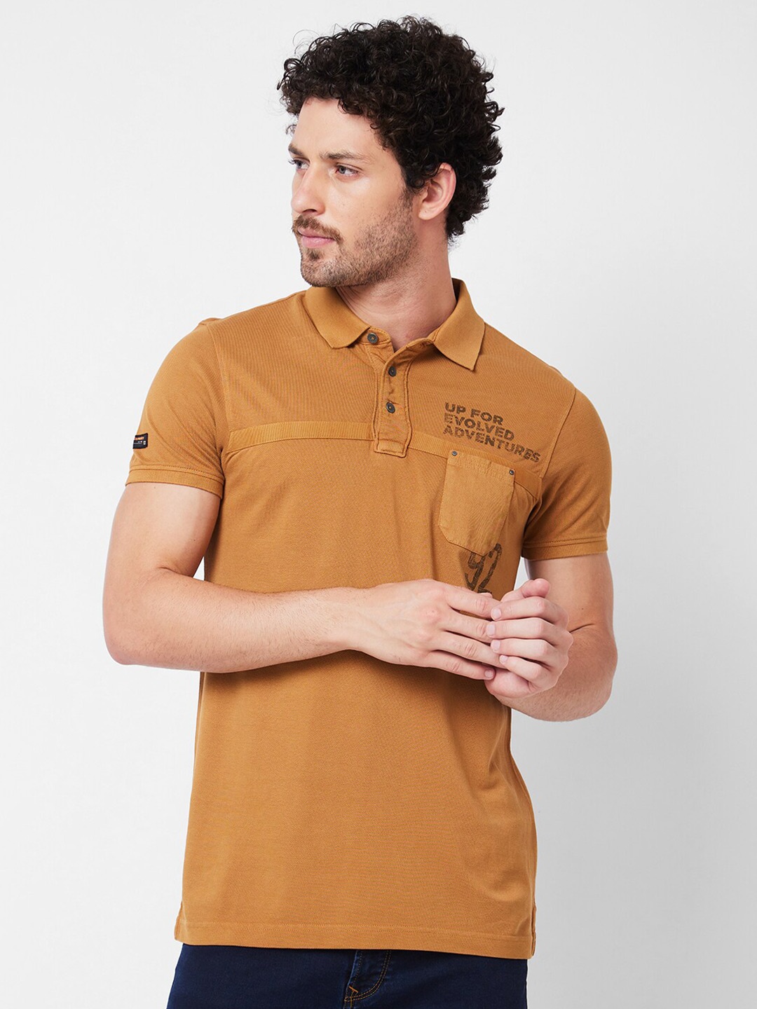 

SPYKAR Polo Collar Cotton Slim Fit T-shirt, Khaki