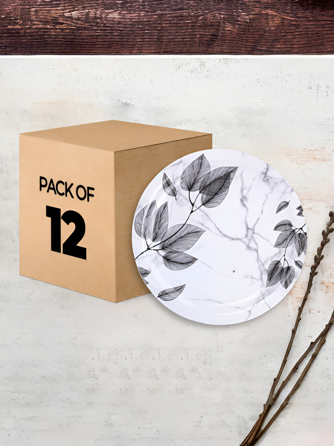 

USHA SHRIRAM Grey 12 Pieces Floral Printed Melamine Plates