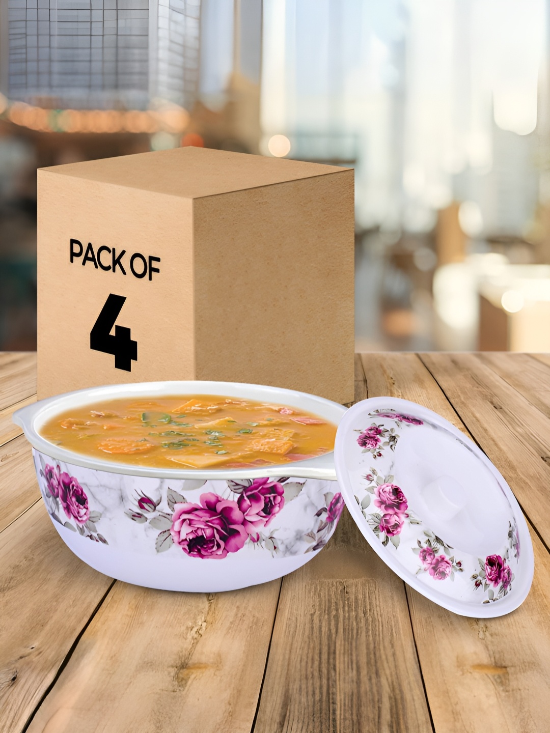 

USHA SHRIRAM Pink 2 Pieces Floral Printed Melamine Serving Bowls