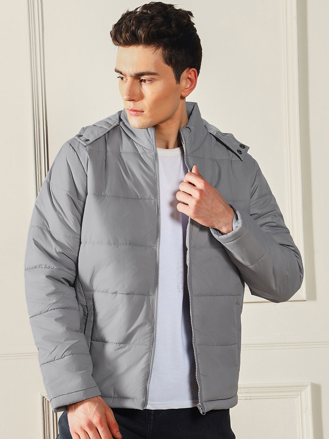 

Dennis Lingo Hooded Long Sleeves Padded Jacket, Grey