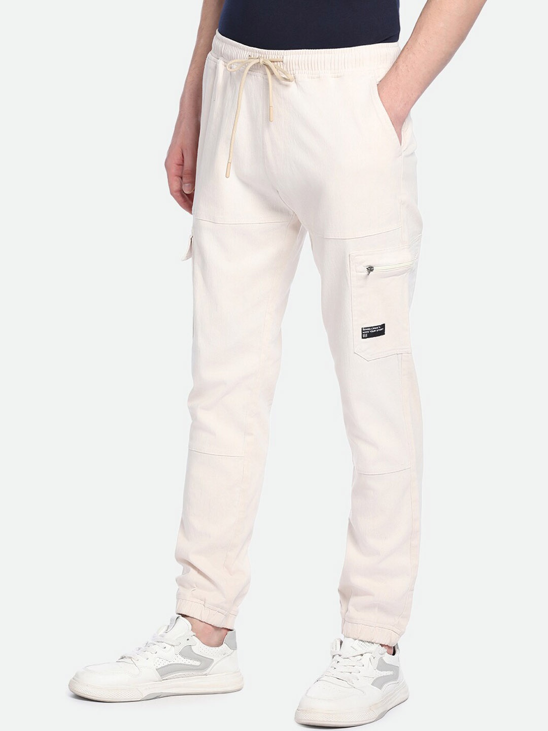 

Dennis Lingo Men Loose Fit Cotton Lycra Trouser, Cream