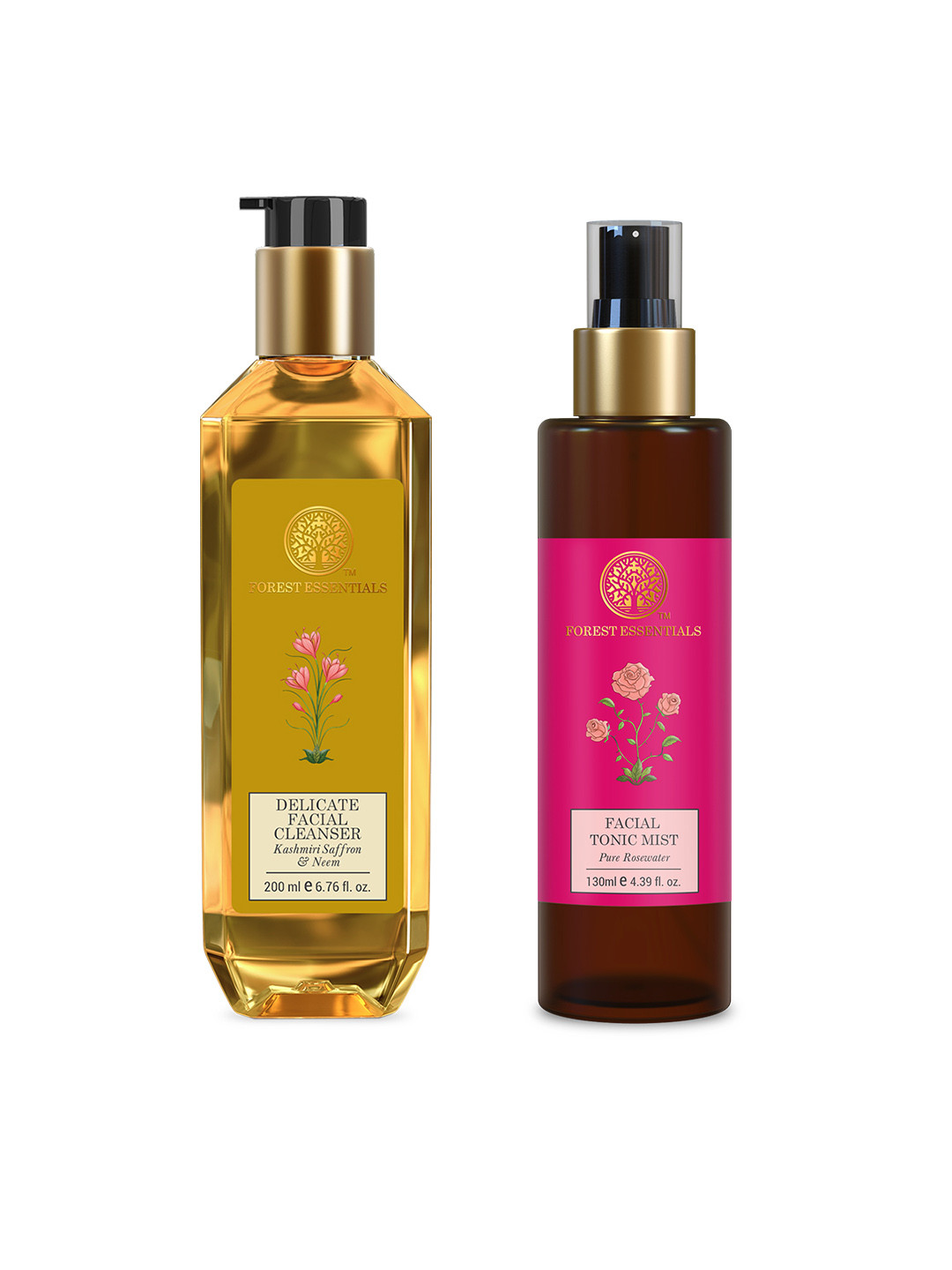 

Forest Essentials Set of Delicate Facial Cleanser - 200 ml & Facial Tonic Mist - 130 ml, Yellow