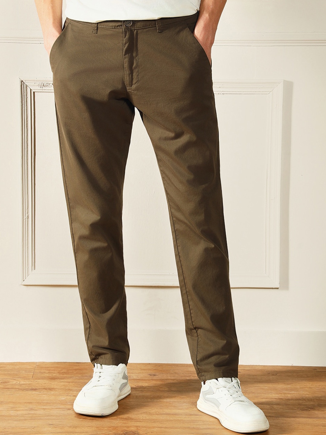 

Dennis Lingo Men Slim Fit Cotton Casual Trouser, Green