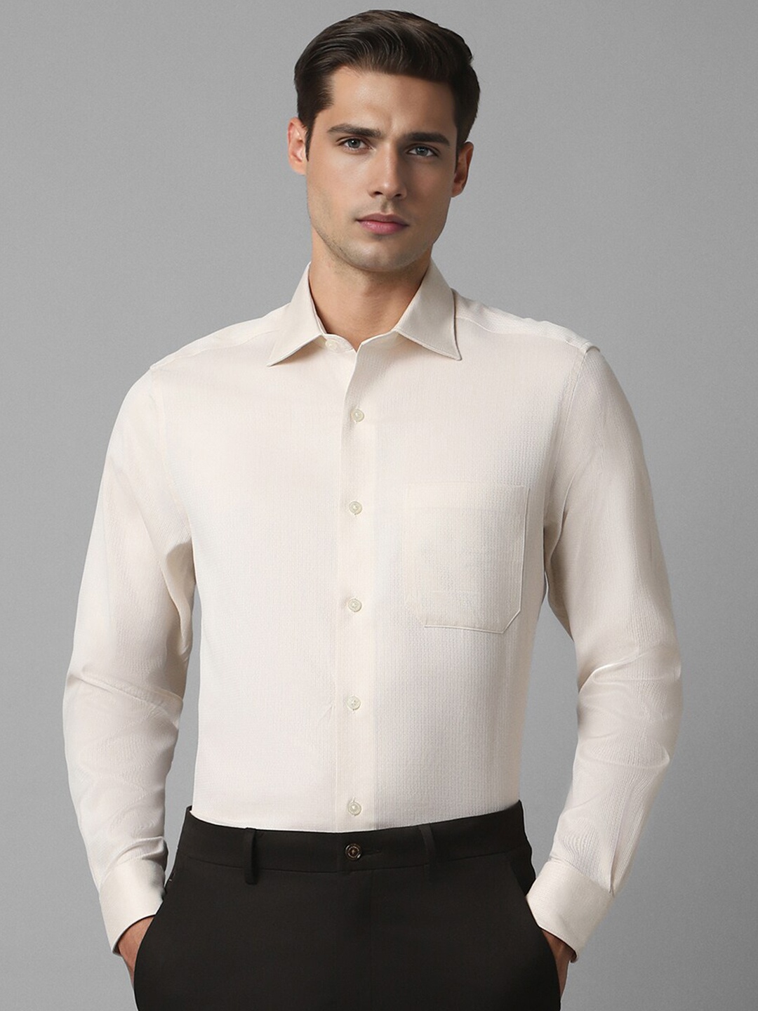 

Louis Philippe Classic Opaque Cotton Formal Shirt, Beige